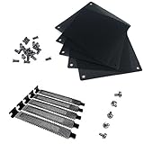 Nincha 12 mm PVC Netzeinsatz für Computerkühler, Ventilatoren, schwarz, staubdicht, 5 Stück und 5 Blindstreifen, schwarz, aus Hartstahl, PCI Abdeckung mit Schrauben