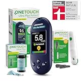 OneTouch Ultra Plus Reflect® Blutzuckermessgerät Set – Starterset Diabetes mmol/L – Inkl. 40 Teststreifen & 40 Lanzetten – Präzise Messung, einfache Anwendung – Stiftung Warentest SEHR GUT (1,5)