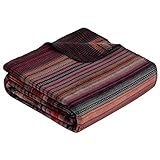 Ibena Guntur Decke 150x200 cm, Baumwollmix weich, warm & waschbar, Kuscheldecke Streifen Mustermix rot pink