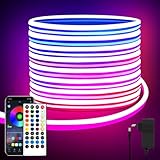 Segrass 10m LED Neon Strip Mit APP Steuerung, Fernbedienung, IP65 Wasserdichte Flexible RGB Streifen, 24V Band Seil Lampe für Schlafzimmer, Raum und Außendekoration