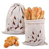 2 Stück Brotsack zum Frischhalten Leinen,MXTIMWAN Leinen Brotbeutel Aufbewahrung Frischhalten mit Kordelzug,wiederverwendbar,Zuziehbeutel,Brotbeutel aus Leinens,Auch Obst und Gemüsebeutel-29×40 cm