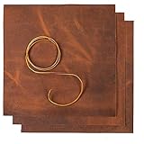 Wanderings Braune Lederzuschnitte | Drei 30 x 30 cm Quadrate und eine 91 cm Lederschnur | Echtes Vollnarben-Büffelleder | Ideal zum Basteln, Prägen und für Lederarbeiten