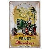 Nostalgic-Art Retro Blechschild, 20 x 30 cm, Fendt – Dieselross – Geschenk-Idee für Traktor-Fans, Original Lizenzprodukt (OLP), aus Metall, Vintage Design, Blechschilder Sprüche