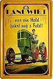 schilderkreis24 - Blechschilder Lustiger Traktor Spruch: “Landwirt NUR EIN HELD FÄHRT AUFS Feld!“ Deko Geschenkidee Bauern Trecker Fans 20x30 cm