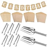 SelfTek Candy Bar Zubehör, Enthält 6 Stück Zuckerzange 2 Stück Schaufeln 20 Stück Candy Bar Tüten und Candybar Girlanden für Candy Bar Büfett Grill Hochzeit Party Geburtstag