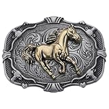 GORGECRAFT Pferde-Gürtelschnallen Für Herren Western-Cowboy 84 × 64mm Antike Goldene Gürtelschnallen Für Laufende Pferde Vintage-Stil Für Herren Amerikanischer Western-Cowboy Elemente Für gürtel