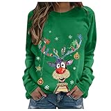 Zilosconcy Weihnachts Pullover Kleid Lustig Christmas Longpullover für Damen Langarm mit Weihnachten Motiv 3D Gedruckt Weihnachtspullover Weihnachtspulli Sweatshirt Pulli Mini Kleid