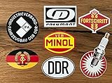 24/7stickers #693 / DDR Aufkleber Set 2 Breite je 6,5cm VEB IFA DDR Oldtimer MINOL Retro Vintage Osten für Trabant Barkas Wartburg Simson usw.