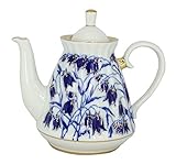 Lomonosov Teekanne aus Porzellan, 5 Tassen, 750 ml, blaue Glocken