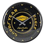 Nostalgic-Art Retro Wanduhr, Ø 31 cm, Goodyear – Wheel – Geschenk-Idee für Motor-Fans, Original Lizenzprodukt (OLP), Große Küchenuhr, Vintage Design, Reifen-Deko
