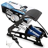 Fußpumpe Fahrrad alle Ventile I Fußluftpumpe mit Manometer und extra langem Schlauch (100 cm) I Fusspumpe Auto I Luftpumpe Fahrrad alle Ventile auch Auto -Ball -Motorrad