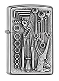 Zippo Sturmfeuerzeug - Toolbox, Street Chrome, Emblem - Nachfüllbar - Wiederverwendbar - Windfestes Design - Geschenkbox - Made in USA