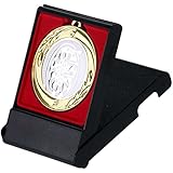 pokalspezialist Dart Medaille im Set mit Etui zum Aufstellen je 1 Stück Gold Silber Bronze 70mm Metall