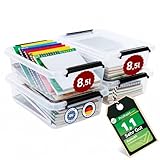 [Test SEHR GUT, NOTE 1.1] Astor24 Aufbewahrungsboxen 4x 8.5 L, Aufbewahrungsbox mit Deckel, Aufbewahrung und Organisation, Organizer für Küche Büro Haushalt Schrank Schubladen [MADE IN EUROPE]