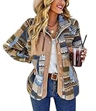 Leyoutx Warme Fleece-Jacke für Damen, Aztekenmuster, Tribal-Druck, flauschig, mit Knopfleiste, leicht, flauschig, Braun, XS