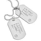 COOLSTEELANDBEYOND Satinierte Zwei Stücke Herren Militär Armee Dog Tag Anhänger und 70cm Kugelkette