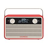Nordmende Transita 120 tragbares DAB Radio (DAB+, UKW, 24 Stunden Akku, Aux In, Wecker, 2 Weckzeiten, Sleeptimer, Snooze-Funktion, Kopfhöreranschluss) rot
