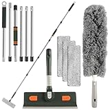 250 cm Fensterabzieher, Fensterreiniger mit Teleskopstiel Kopf und Teleskopstange, Teleskop Fensterwischer mit Silikonschaber und Mikrofaserschrubber Geeignet für Innen und Außenfenster