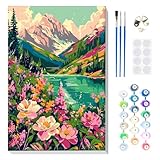 MOGTAA Malen Nach Zahlen Erwachsene mit Rahmen, Malen Nach Zahlen Landschaft Berg, DIY Ölgemälde Leinwand Set Acrylic Malerei Bilder für Home Dekor, 20x30cm