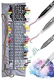 Online 40+1 Handlettering Set, bunte Calli.Brush & Calli.Twin Pinsel-Stifte, Waterbrush-Pen für Aquarell, Kalligrafie-Set in Roll-Pouch Geschenkverpackung, Bullet Journal Stifte