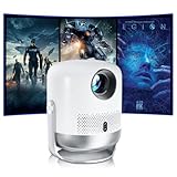 VISULAPEX Beamer, 360° Drehbarer Projektor mit WiFi Bluetooth Beamer, Full HD 1080P Unterstützung mit Elektrischer Fokus, 200'' Display Kompatibel Mit TV Stick/HDMI/USB/AV/Laptop/iPhone/Android