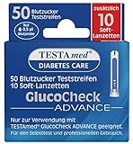 TESTAmed GlucoCheck Advance Blutzuckerteststreifen plus Soft-Lanzetten, 60 Stück