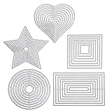 cholinchin 5-teiliges Stanzschablonen-Set: Geometrische Formen - Quadrat, Rechteck, Kreis, Stern, Herz - Stanzformen für Scrapbooking, Karten, Basteln