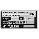 Typenschild - Dreirad SD50 - Suhler Fahrzeugwerk GmbH - 1992 bis 1998