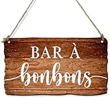 COLOFALLA Hochzeit Candy Bar Schild mit 50 cm Seil auf Französisch BAR À BONBONS Hochzeit Deko Candybar Schriftzug für Wand Tisch Hochzeit Ornament
