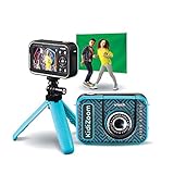 VTech Kidizoom Video Studio HD blau – Kinderkamera mit Greenscreen, Stativ, Effekten, Selfielinse und vielem mehr – Für Kinder von 5-12 Jahren