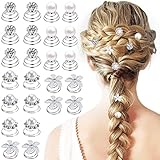 24 Stück Spiral-Haarnadeln, Braut-Haarschmuck für Frauen, Perlen-Nadeln, Braut-Kopfschmuck, Perlen-Clips, Haarschmuck, Blume, Kristall, Strass, Haarnadel für Frauen und Mädchen, Hochzeit, Party