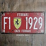 Sokomurg Retro Vintage Funny 15,2 x 30,5 cm Indoor F1 ENZO Ferrari 1929 Metall Blechschild Garage Nummernschild Küche Dekor Bar Pub Club Cafe Home Restaurant Wanddekoration Kunst Schild Post