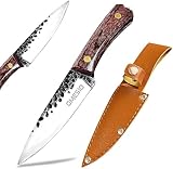 Omesio Outdoor Messer feststehend klein führen erlaubt legal, Full Tang outdoor Messer kleines, Jagdmesser Bushcraft Messer feststehende mit Leder Scheide, legal, 42A WAFFG KONFORM