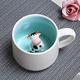3D Tier Kaffee Tasse mit Nette Kuh Innen, Cartoon Kaffeetasse Milch Tee Keramik Becher, Süß Teetasse Geschenktasse Porzellan Tasse für Kinder, Frauen, Mädchen - Geburtstage Vatertag Geschenk