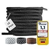 LaceHype 2 Paar - Premium Runde Schnürsenkel [ Ø4,5 mm ] Polyester für Arbeitsschuhe, Stiefel, Outdoorschuhe und Sportschuhe reißfeste Schuhbänder (Schwarz, 180cm)