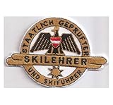 Skilehrer Abzeichen, Staatlich Geprüfter Skiführer Aufnäher gestickt, Austria Patch Ski Alpin Geschenk für Ski-Fans Applikation für Jacke/Rucksack/Tasche, 100x70mm
