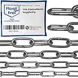 4 Meter 4mm starke Edelstahl-Kette V4A Lang-gliedrig am Stück Anker-Kette DIN 5685 DIN 763 Meterware rostfrei niro inox Absperrkette Gliederkette Bojenkette 4m
