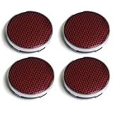 PTDecals 4X 60mm Nabendeckel Radnabenkappen Felgen mit Kohlefaser-Muster Raster-Aufkleber Aufkleber für Fahrzeug Auto Universal Radnabenabdeckung Abdeckungen (Silber ROT)