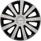 Goodyear Auto Radzierblenden Radkappen Radblenden „Memphis Carbon“, 4er Set, 35 cm (14 Zoll), Schwarz/Silber