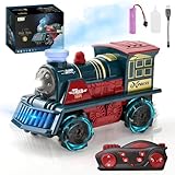 LTFIOON Ferngesteuertes Zug Spielzeug, 2.4GHz RC Dampflok mit Dampf, Licht & Sound, 4WD Eisenbahn mit Fernbedienung, 360° Drehung,Ferngesteuertes Auto Kinder ab 6 Jahren