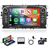 2G+64G Wireless Carplay Android Autoradio für Ford Focus II mk2 Mondeo S-Max C-Max Galaxy Kuga mit Android Auto Navi GPS WiFi 7 Zoll Autoradio mit Mirror Link Bluetooth FM/RDS/DAB/EQ Rückfahrkamera