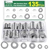 135 Stück Unterlegscheiben Set Edelstahl, Bolatus Beilagscheiben Sortiment 6 Größen, Karosseriescheiben M4 M5 M6 M8 M10 M12, Flach Unterlegscheiben Edelstahl für Schrauben & Muttern & Gewindestange