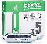 CXWXC CO2 kapseln 16g mit Gewinde, CO2 kartusche für CO2 Pumpe Fahrrad mit Presta und Schrader Ventil (5 PCS CO2 Kartuschen)