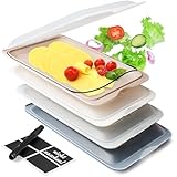 BUNDHEIM® Aufschnittboxen für Kühlschrank 4er Set | Aufschnittbox stapelbar ideal zur Wurst Aufbewahrung Kühlschrank | Frischhaltedosen mit Deckel inkl. Kreidestift und 4 Tafel-Etiketten (monochrom)