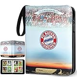 Fußball Sammelkarten Album 4 Fächer, Fussball Karten Sammelalbum mit Reißverschluss und 50 Herausnehmbaren Seiten für 400 Karten, Groß Karten Heft, Sport Karten Ordner, 3 Ringe Karten Mappe