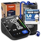 GRUNDIG Blutdruckmessgerät Oberarm - hochpräzise - einfachste Bedienung - perfekt ablesbar - Herzrhythmusstörungen Erkennung - Risikobewertung - Manschettensitzkontrolle (Schwarz)
