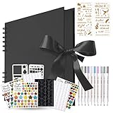 KASZOO Fotoalbum, Fotoalbum zum Selbstgestalten, DIY fotoalbum 80 Schwarze Seiten, Kann als Abschluss Geschenk, Geburtstagsgeschenk, Hochzeitstagsgeschenk