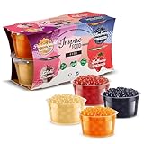 INSPIRE FOOD Bubble Tea Perlen Set - 4er-Pack Popping Boba Fruchtperlen | Erdbeere, Maracuja, Blaubeere & Lychee | Tapioka Perlen 100% vegan und glutenfrei, ohne künstliche Farbstoff, je 100g