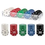 Wisplye Poker Chips Casino Spielchips, 100 Stück Plastik Wertmarken Kartenspiel Roulette Spiel Bingo Chips für Counting Marker Casino Poker Mathematik Lernen Kinderspiele