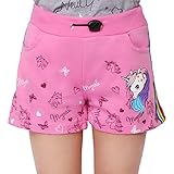 L&K-II Mädchen Shorts mit Einhorn und Farbstreifen Muster Kinder Baby Kurze Hose Baumwolle 2705 Pink 116